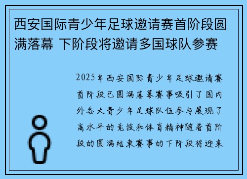 西安国际青少年足球邀请赛首阶段圆满落幕 下阶段将邀请多国球队参赛